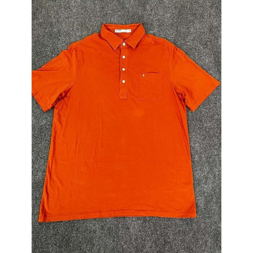 Criquet Polo Shirt Mens XL Orange Golf Players Shirt Chest Pocket Button